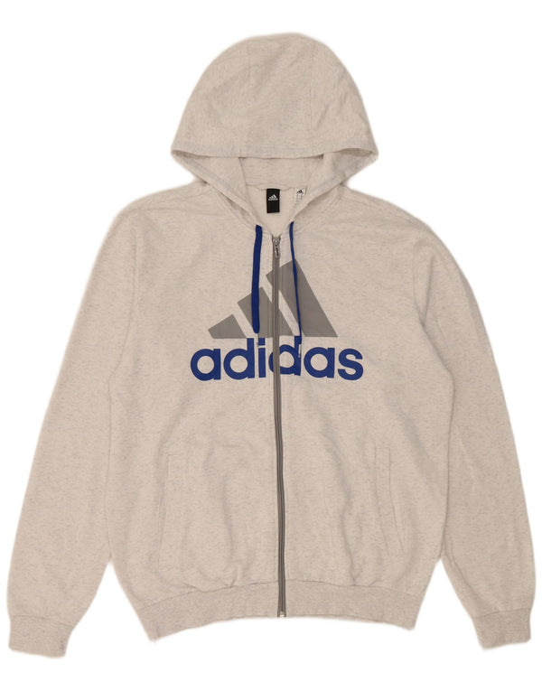 Adidas Herren Graphic Zip Hoodie Pullover Medium Off White Flecked