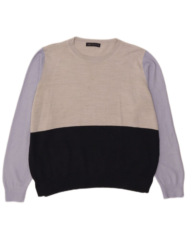 Marks & Spencer Damen-Pullover mit U-Boot-Ausschnitt, UK 18, XL, Blau, Farbblock