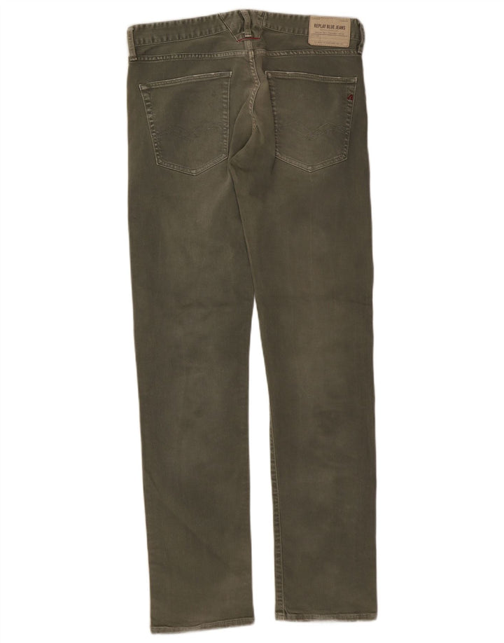 Replay Herren Lenrick Slim Jeans W31 L32 Khaki Baumwolle
