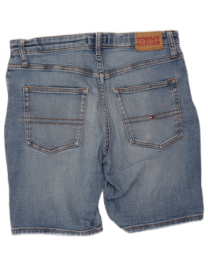 TOMMY HILFIGER konisch zulaufende Jeansshorts für Mädchen, 15–16 Jahre, W30, blaue Baumwolle