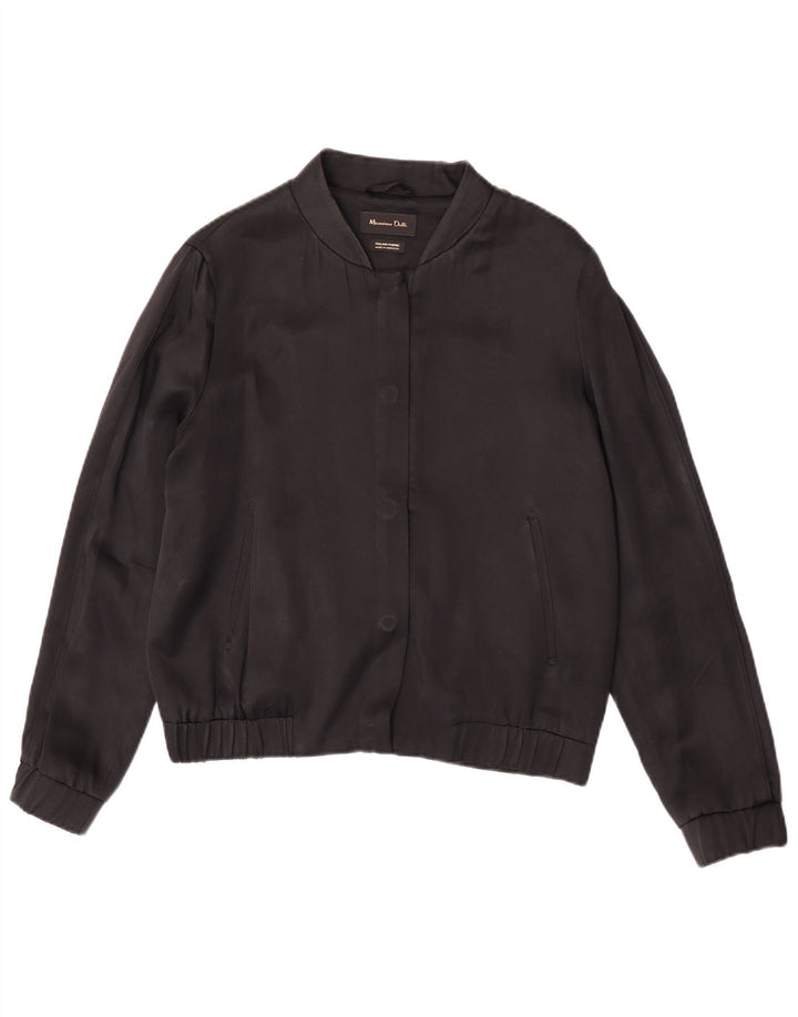 Massimo Dutti Damen Bomberjacke UK 38 Mittelschwarzes Acetat