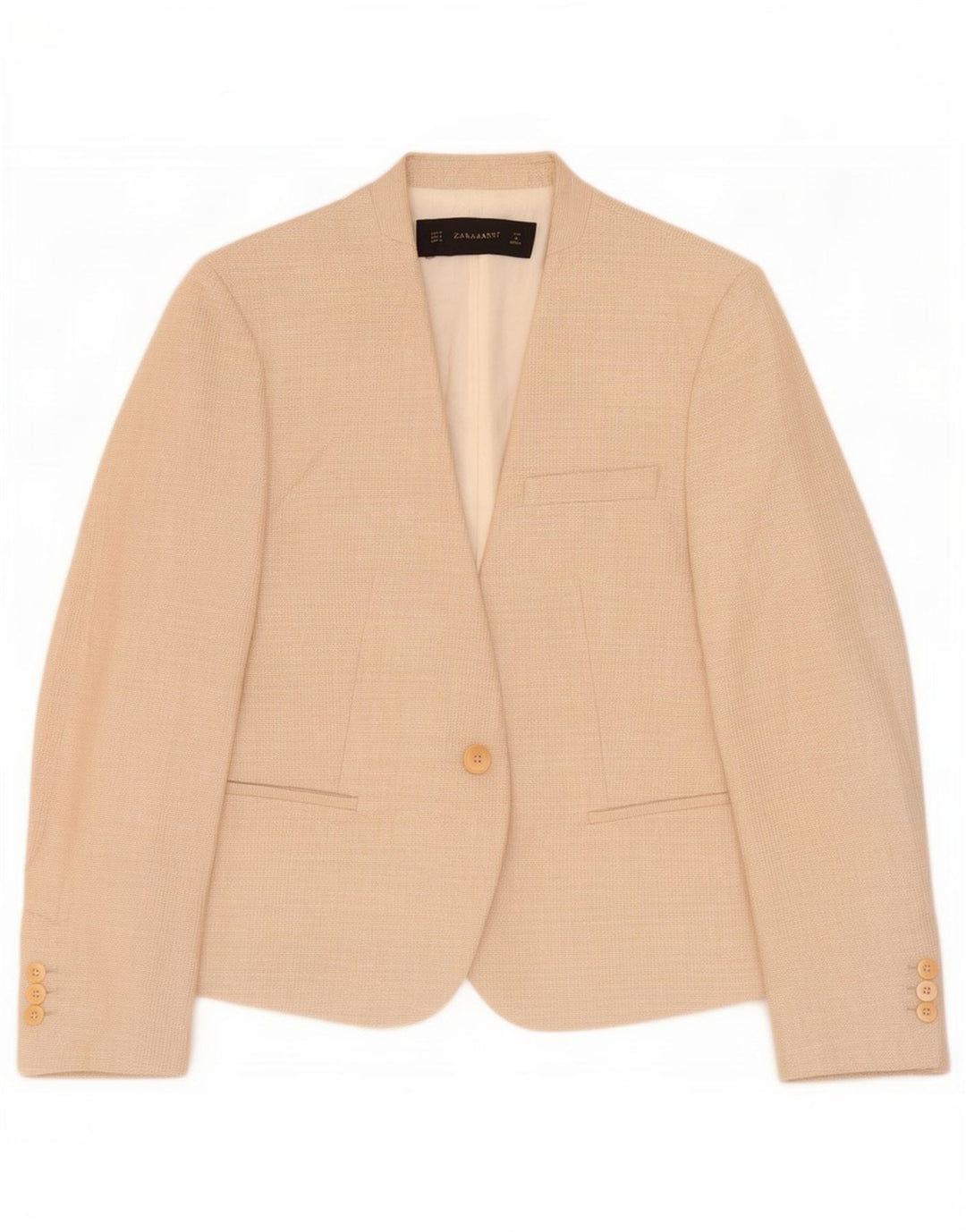 Zara Damen 1-Knopf-Blazerjacke UK 12 Mittelbeige