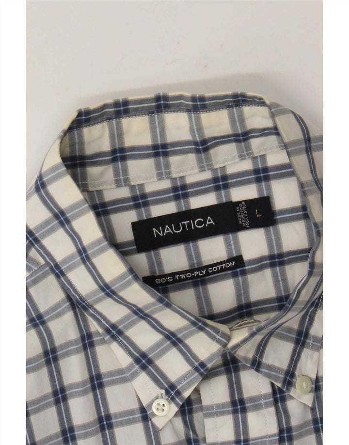 Nautica Herrenhemd, groß, weiß kariert, Baumwolle