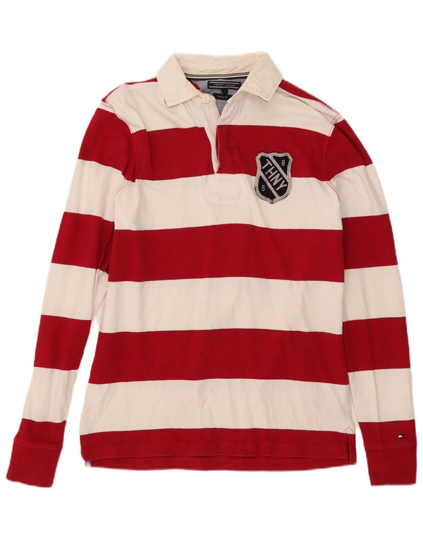 Tommy Hilfiger Herren Vintage Fit Rugby-Poloshirt, klein, rot gestreift