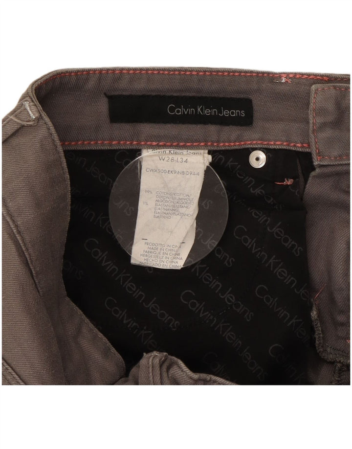 Calvin Klein Damen Slim Jeans W28 L34 Graue Baumwolle