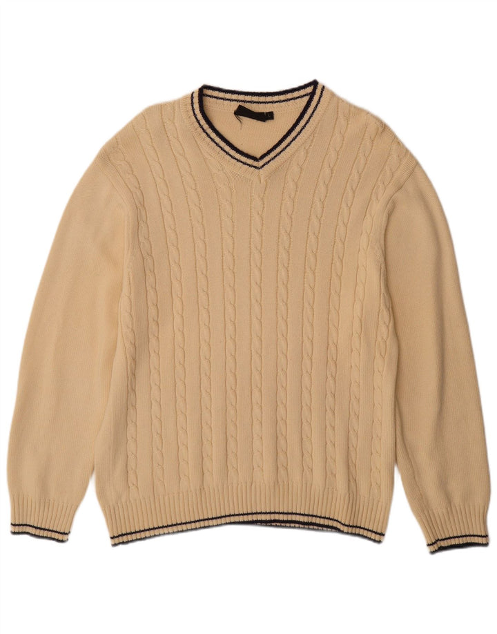 Jeanagers Herren-Pullover mit V-Ausschnitt, groß, beige Baumwolle