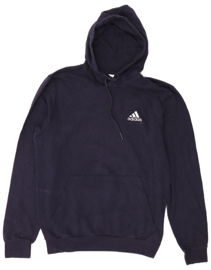 Adidas Herren Kapuzenpullover aus mittelblauer, marineblauer Baumwolle