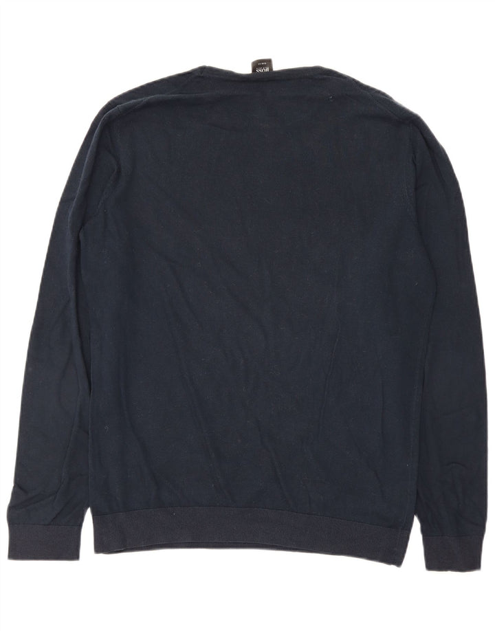 Hugo Boss Herren-Pullover mit Rundhalsausschnitt, Größe L, Marineblau