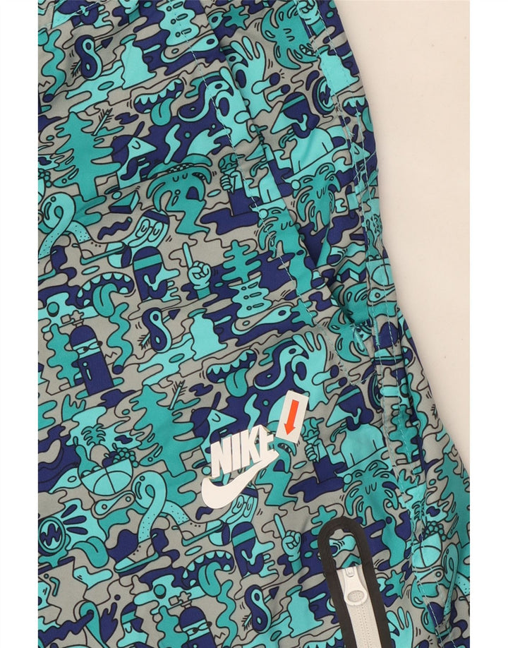 Nike Herren-Cargoshorts mit Grafik, W34, groß, türkisfarbenes Farbblock-Polyester