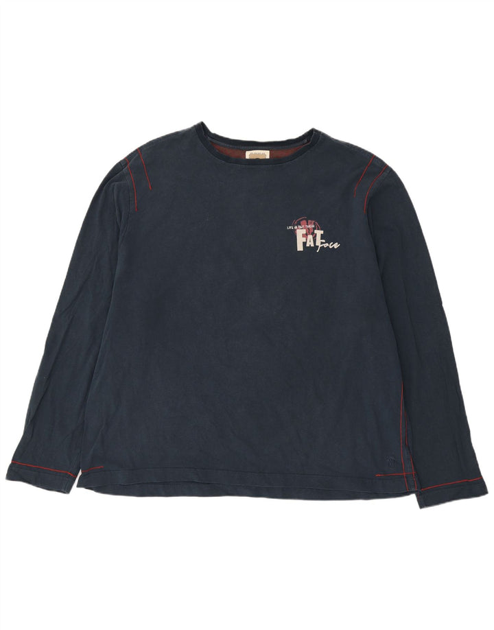 Fat Face Herren-Grafik-Oberteil, langärmelig, 2XL, Marineblau, Baumwolle