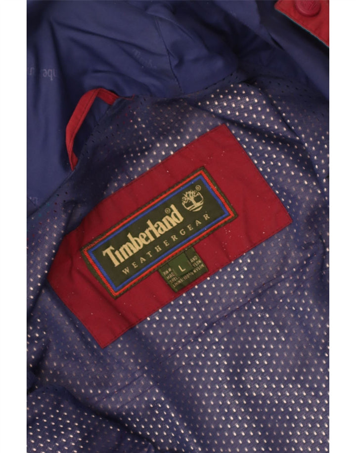 Timberland Herren-Windbreakerjacke mit Kapuze, UK 40, großes rotes Nylon