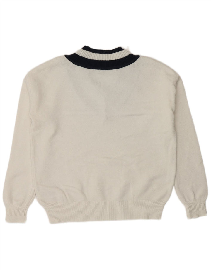 Marks & Spencer Damen-Pullover mit V-Ausschnitt, Gr. 10, Größe S, Weiß, Farbblock