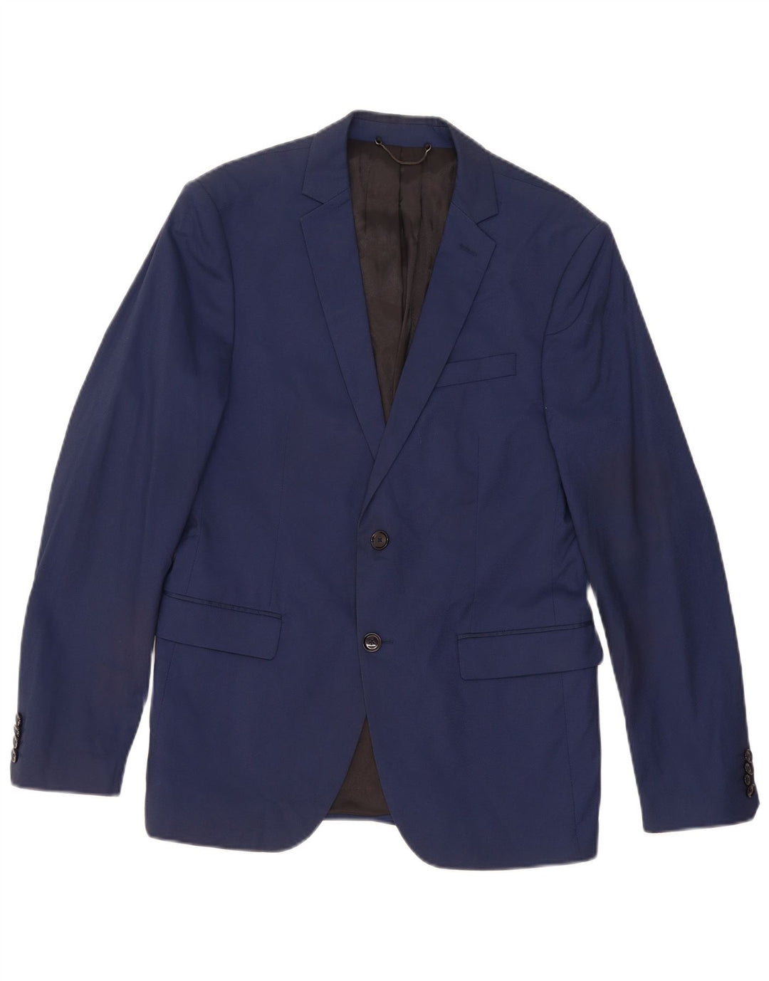 Zara Herren-Blazer mit 2 Knöpfen, EU 50, mittelmarineblaue Baumwolle
