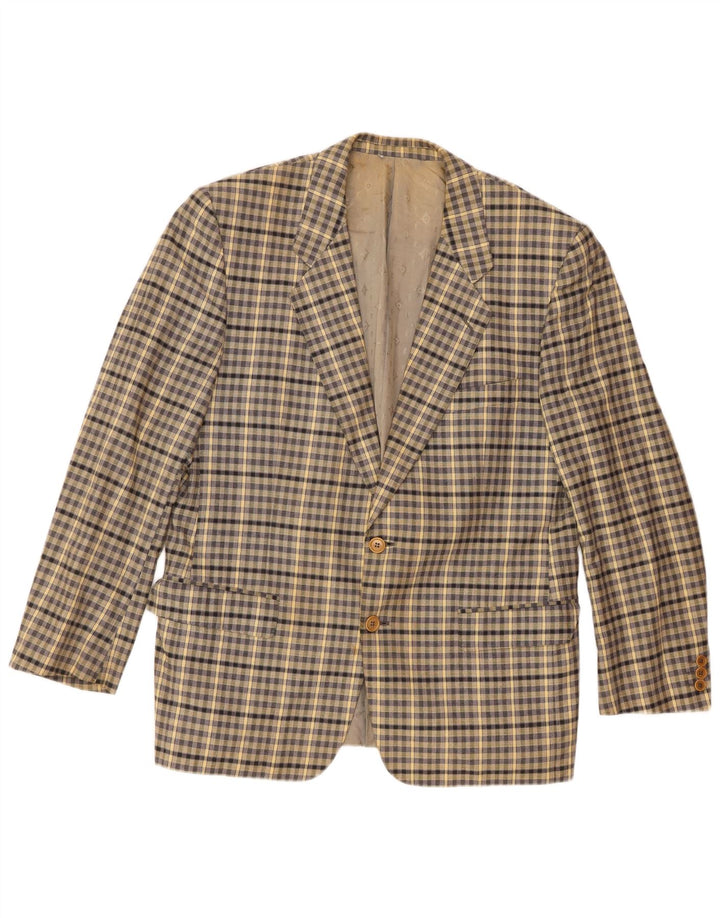 Roberta di Camerino Herren 2-Knopf-Blazerjacke IT 52 XL Beige Gingham