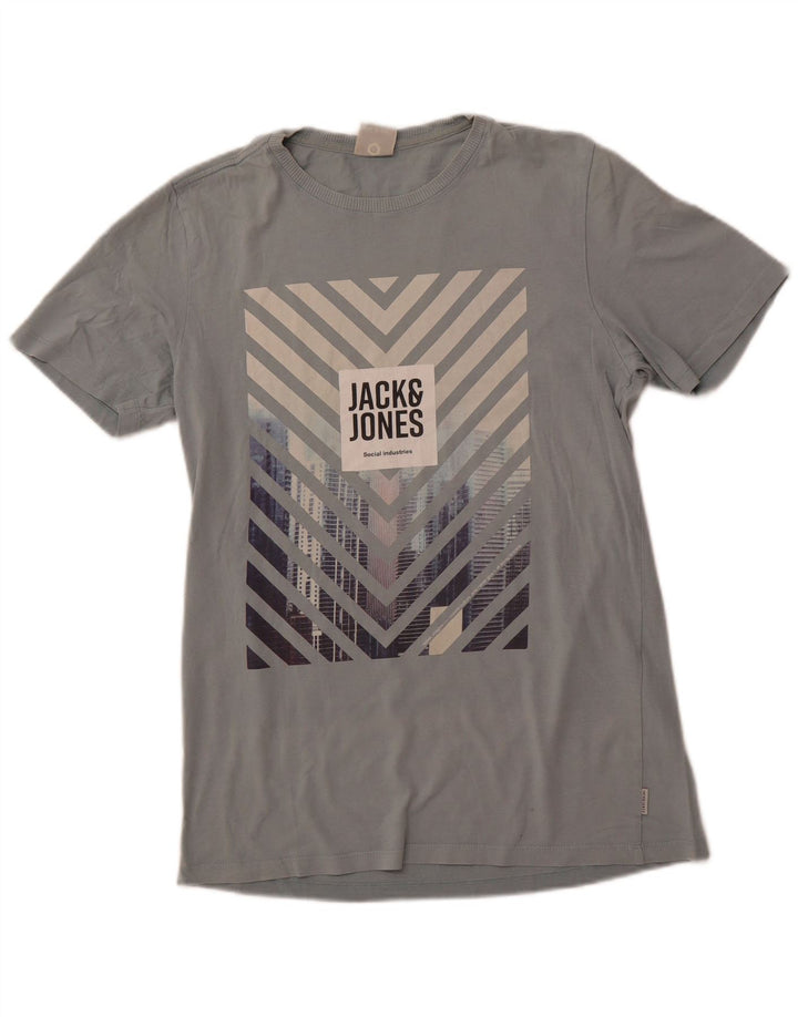 JACK & JONES Herren-T-Shirt mit Grafik, Größe S, Blau, Baumwolle