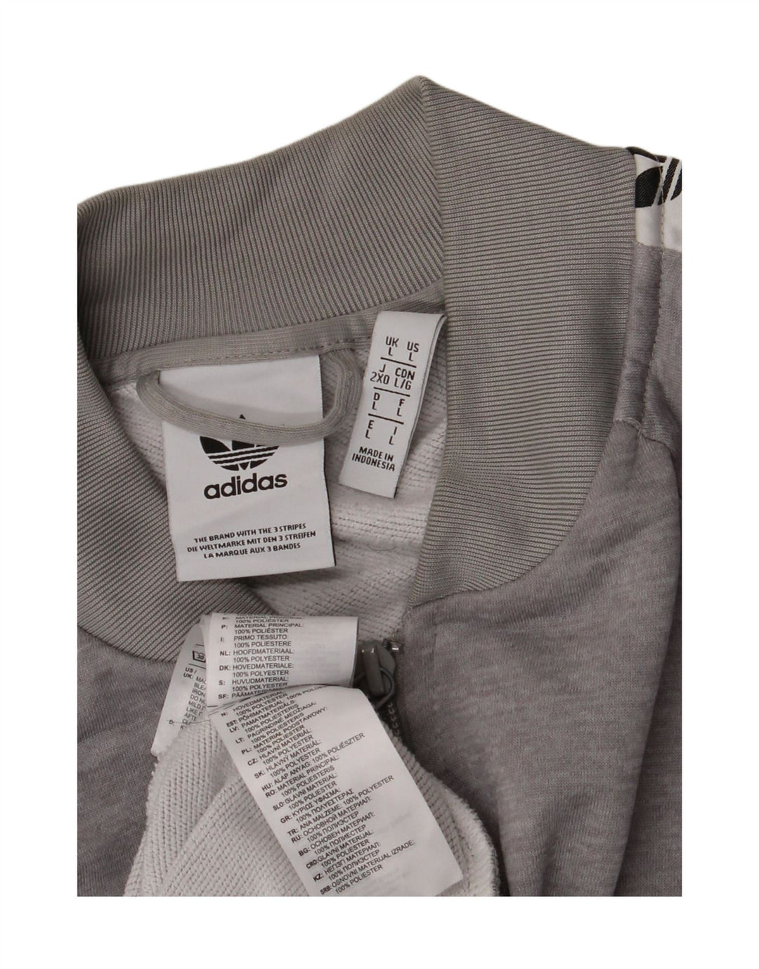 ADIDAS Herren-Trainingsanzug mit grafischem Oberteil, großes graues Farbblock-Polyester