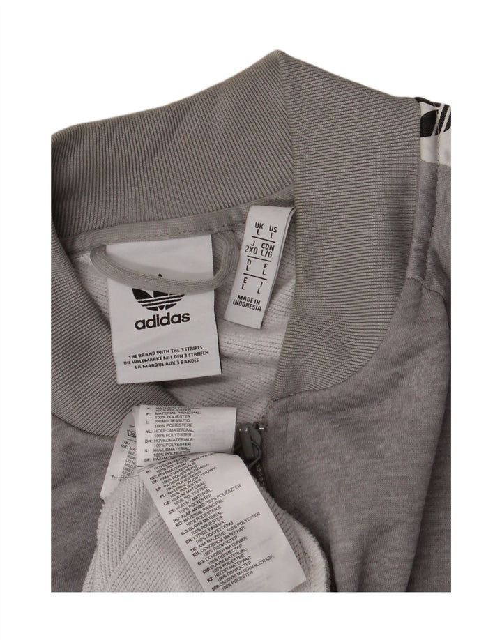 ADIDAS Herren-Trainingsanzug mit grafischem Oberteil, großes graues Farbblock-Polyester