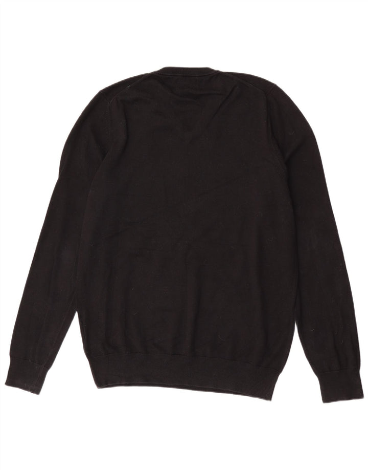 Marks & Spencer Herren-Pullover mit V-Ausschnitt, groß, aus schwarzer Baumwolle