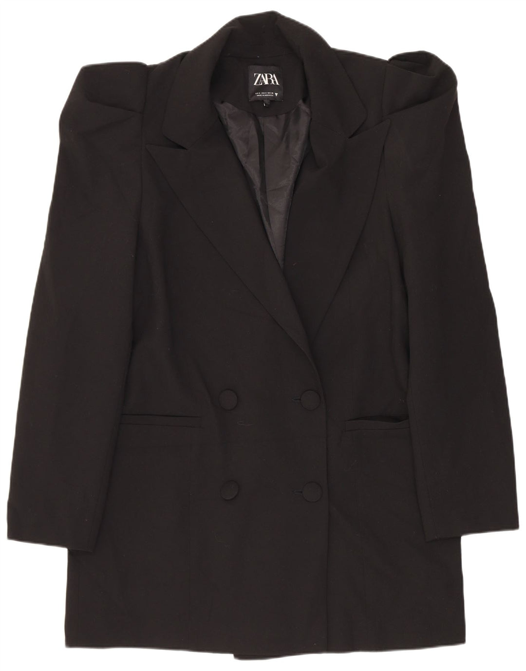 Zweireihiger, übergroßer Blazer von Zara für Damen, Gr. 10, Größe S, Schwarz