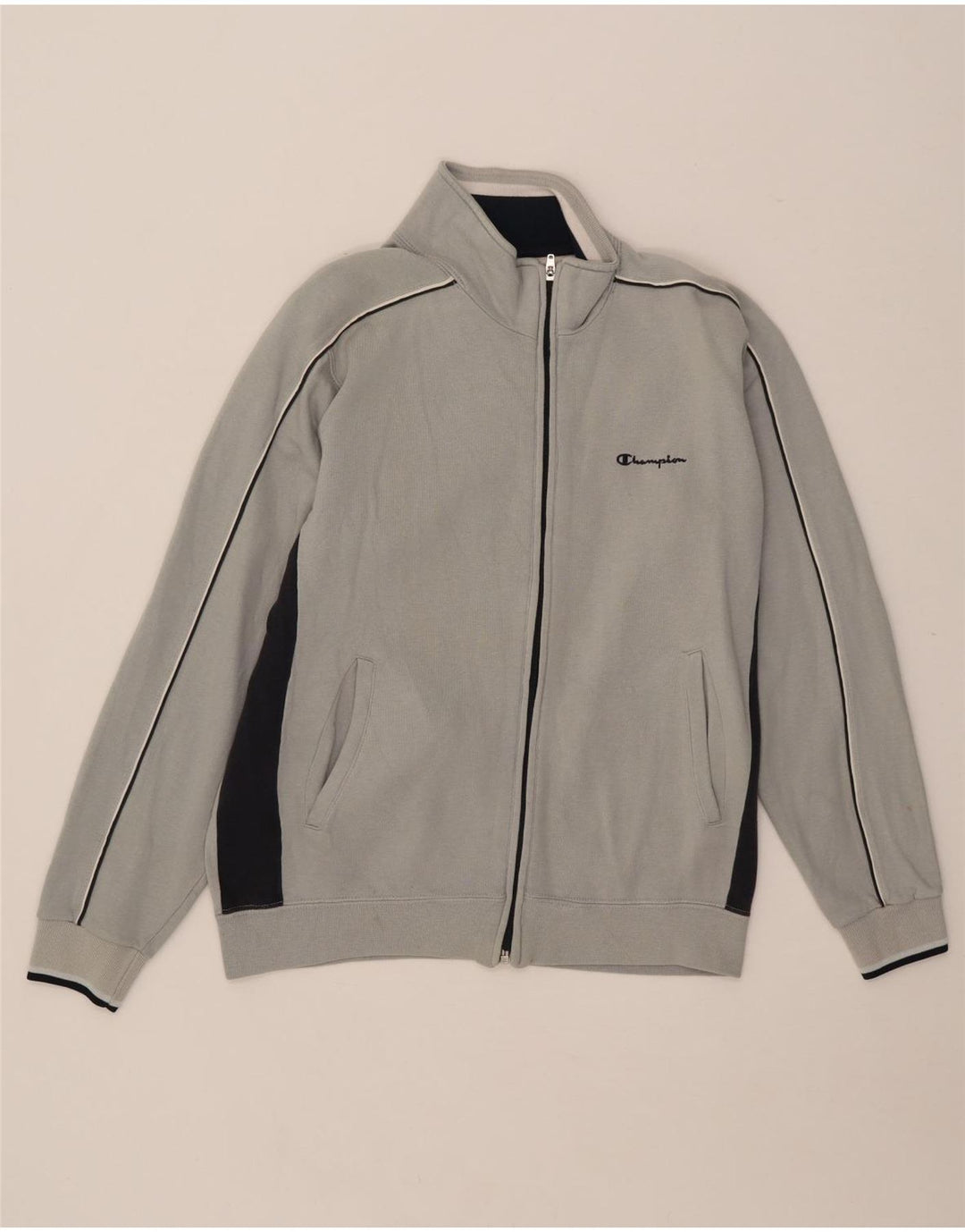 CHAMPION Herren-Trainingsanzug-Oberteil, Jacke, Größe S, Grau, Colourblock-Baumwolle