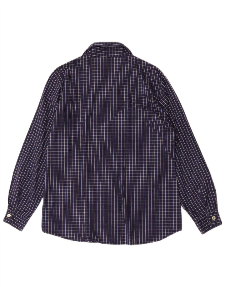 Benetton Damen-Hemd IT 44, mittelblau, kariert, Baumwolle