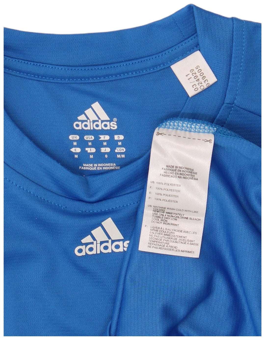 ADIDAS Herren T-Shirt Top Mittelblaues Polyester