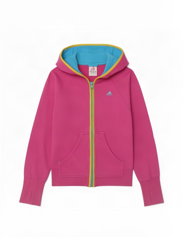 Adidas Damen Zip Hoodie Pullover UK 8 Small Rosa Baumwolle