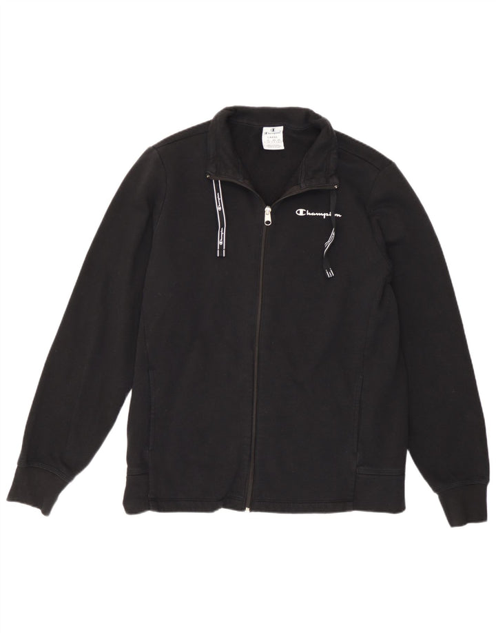 Champion Damen-Trainingsanzug-Top-Jacke, UK 16, Größe L, schwarze Baumwolle