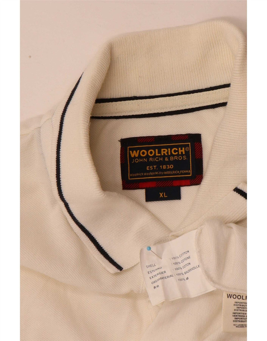Woolrich Herren-Poloshirt XL aus weißer Baumwolle