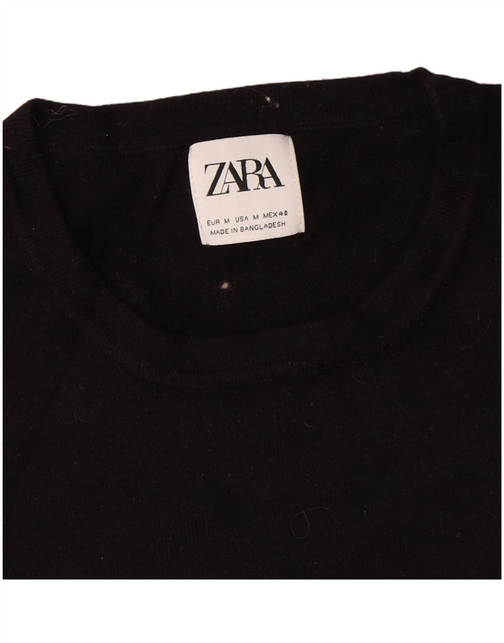 Zara Herren-Pullover mit Rundhalsausschnitt, mittlere schwarze Viskose