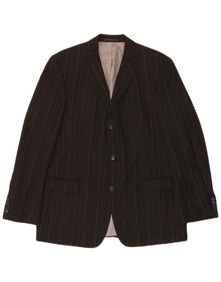 HUGO BOSS Herren 3-Knopf-Blazerjacke EU 54 2XL Schwarzer Nadelstreifen