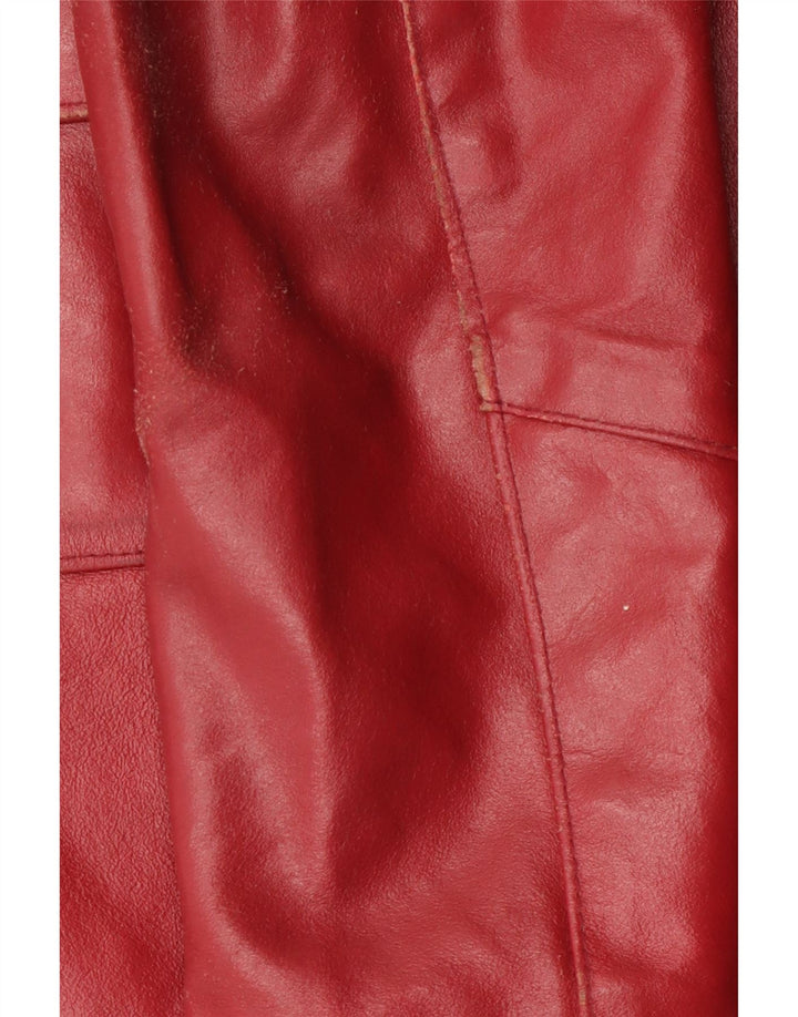 Vintage Damen Ledermantel UK 18 XL Rotes Leder