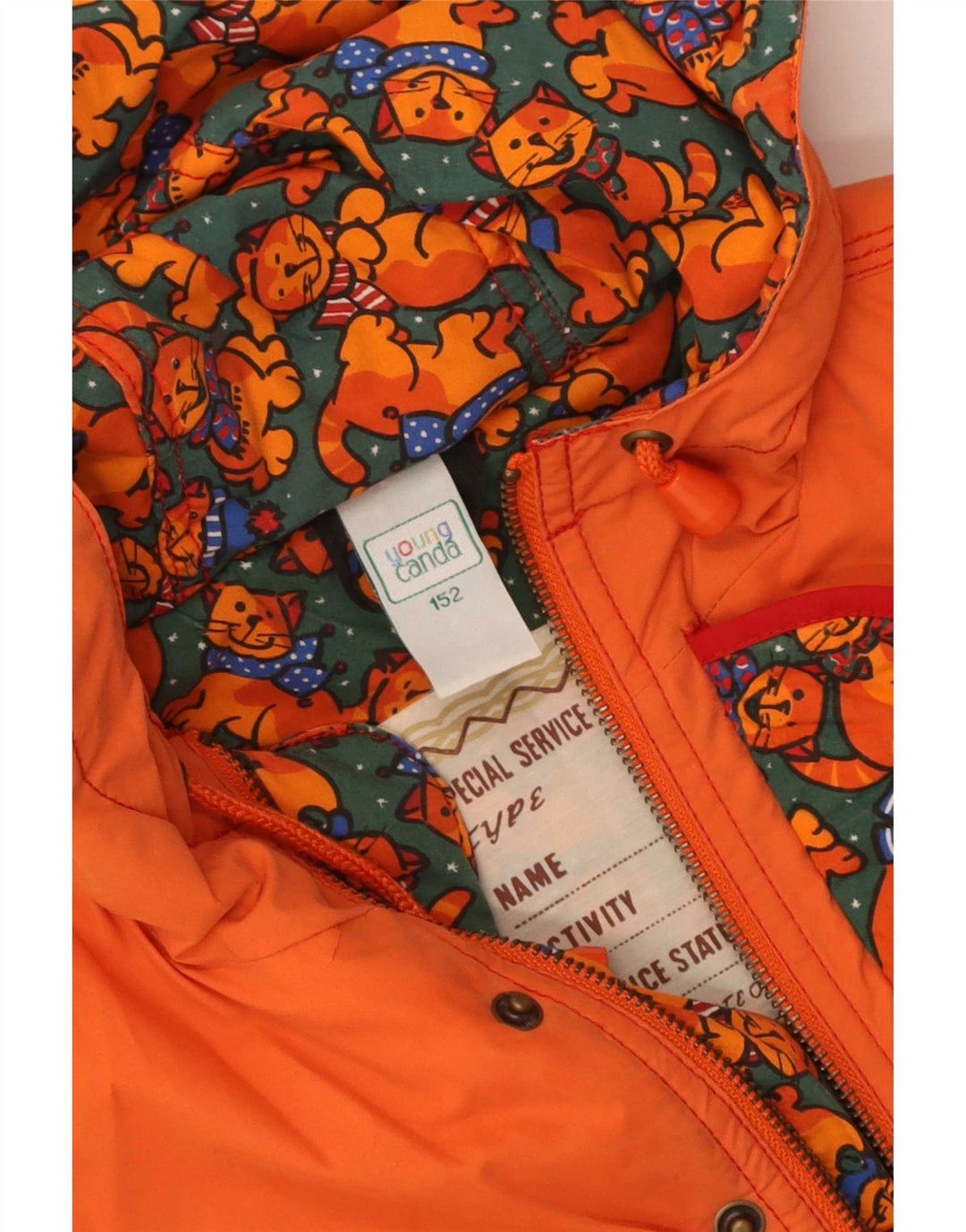 Canda Mädchen-Parka mit Kapuze, 12–13 Jahre, orangefarbenes Polyester