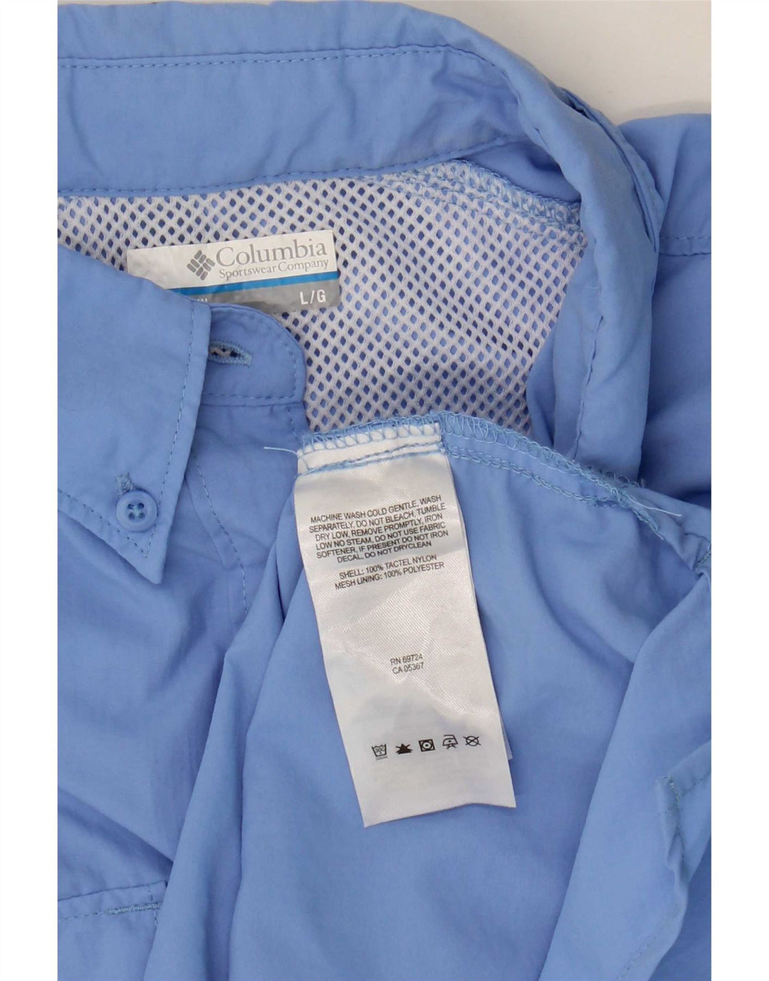 Columbia Damen Kurzarm-Overshirt-Hemd, groß, blaues Nylon