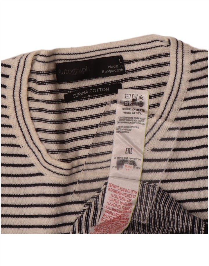 Marks & Spencer Damen Autograph Pullover mit Rundhalsausschnitt, UK 16, Größe L, Weiß