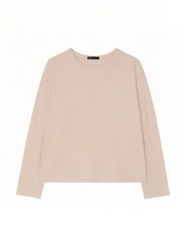 Zara Damen Top Langarm UK 18 XL Weiß