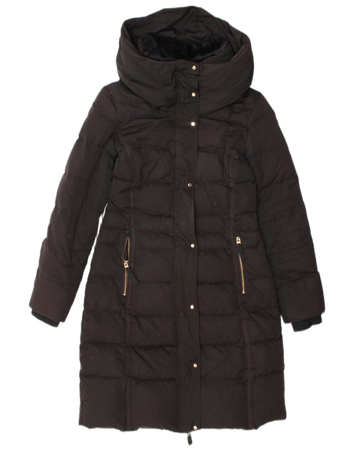 Zara Damen Wattierter Mantel UK 10 Small Schwarz Polyester