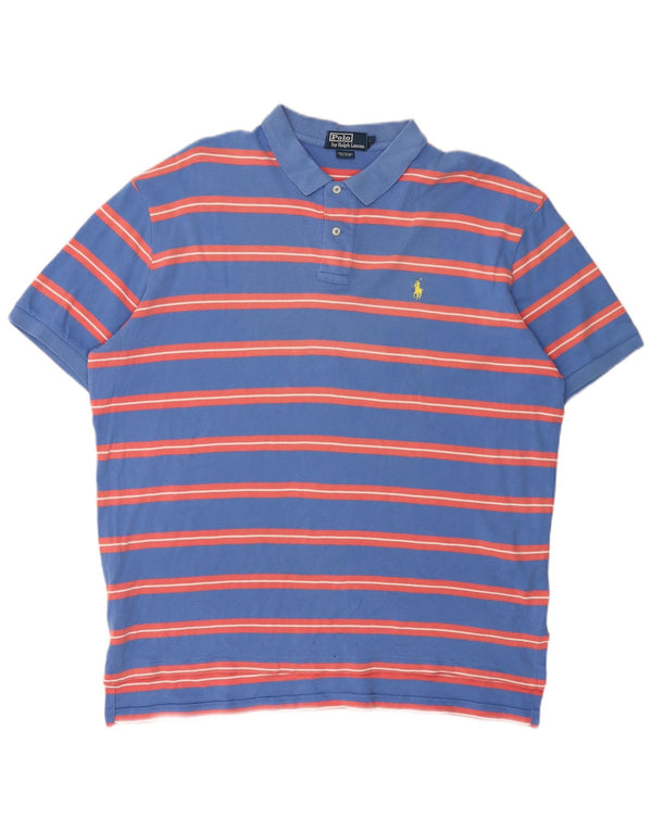 Polo Ralph Lauren Herren-Poloshirt XL, blau gestreift, Baumwolle