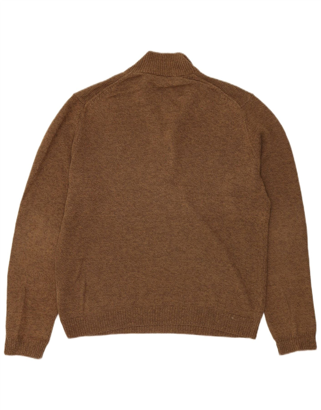 Massimo Dutti Herren-Pullover mit Reißverschluss am Hals, großes braunes Leinen