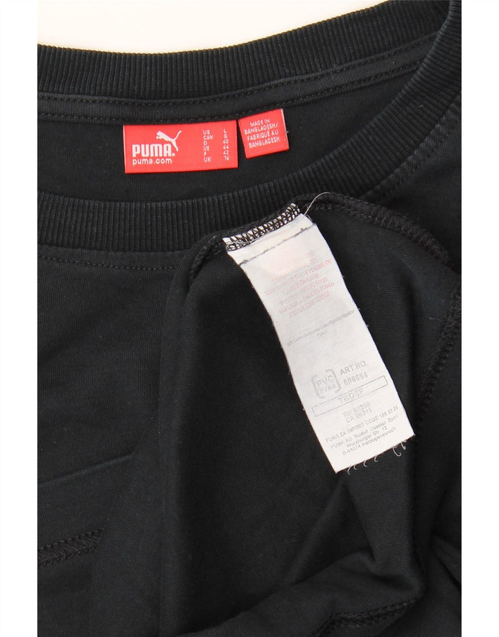 Puma Damen T-Shirt Top UK 14 Medium Schwarz Baumwolle