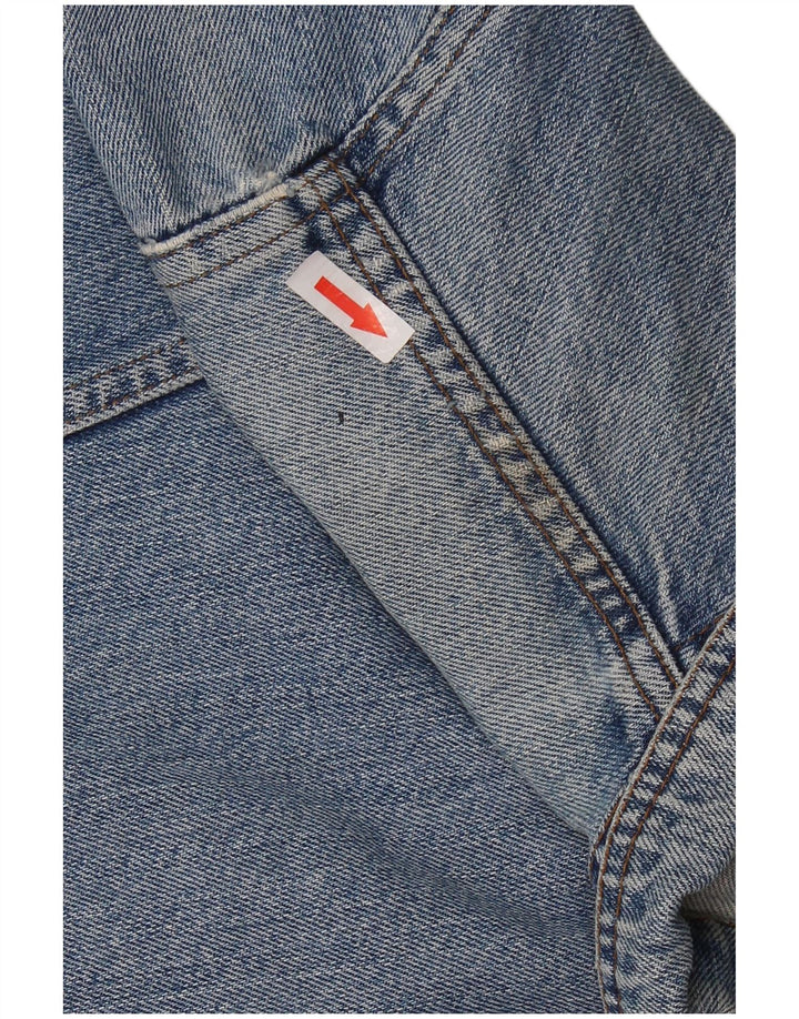 VINTAGE Damen Crop Jeansjacke UK 14 Mittelblau