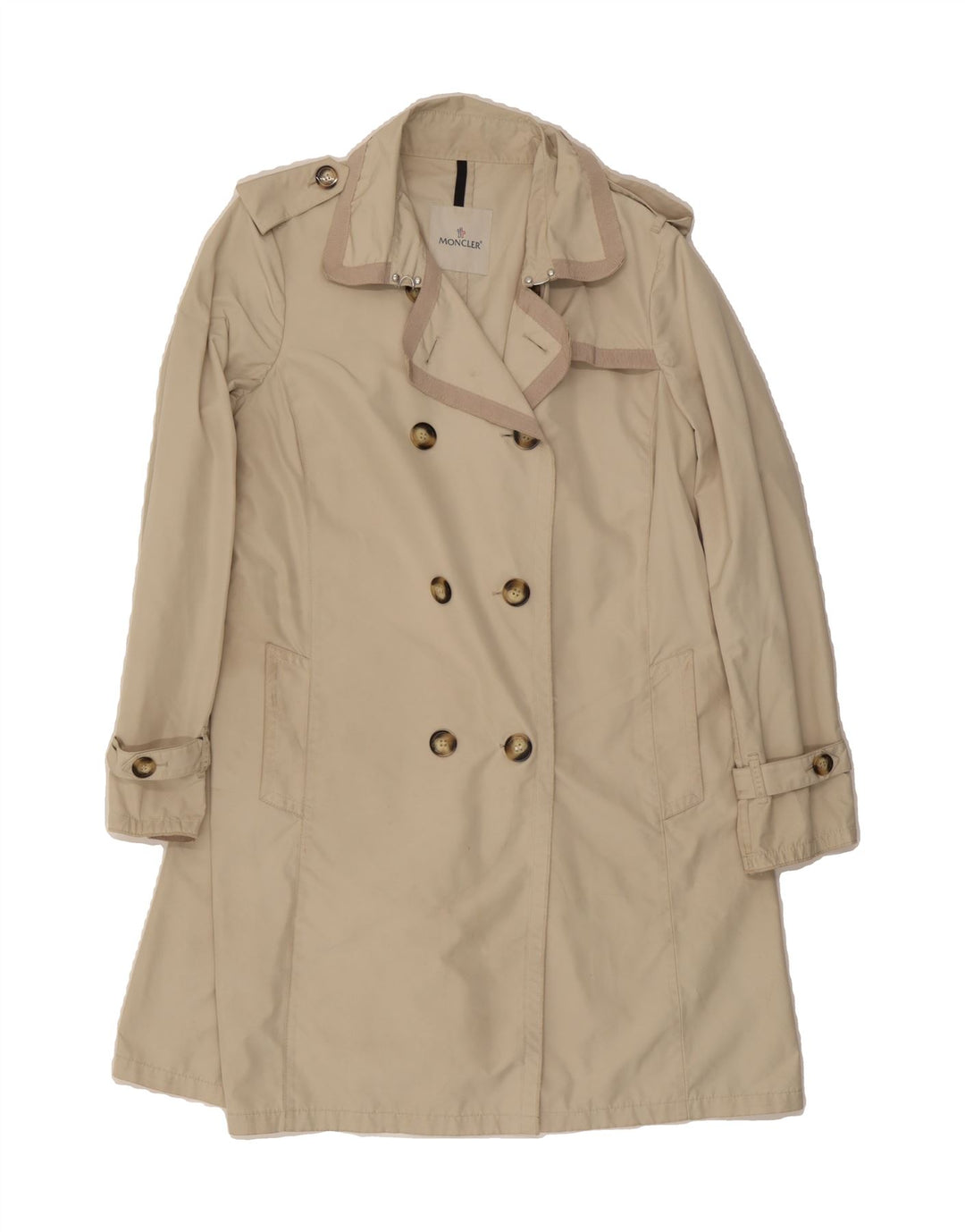 MONCLER Womens Double Breasted Trench Coat Size 5 2XL Beige Classic Vintage Moncler and Second-Hand Moncler from Messina Hembry 