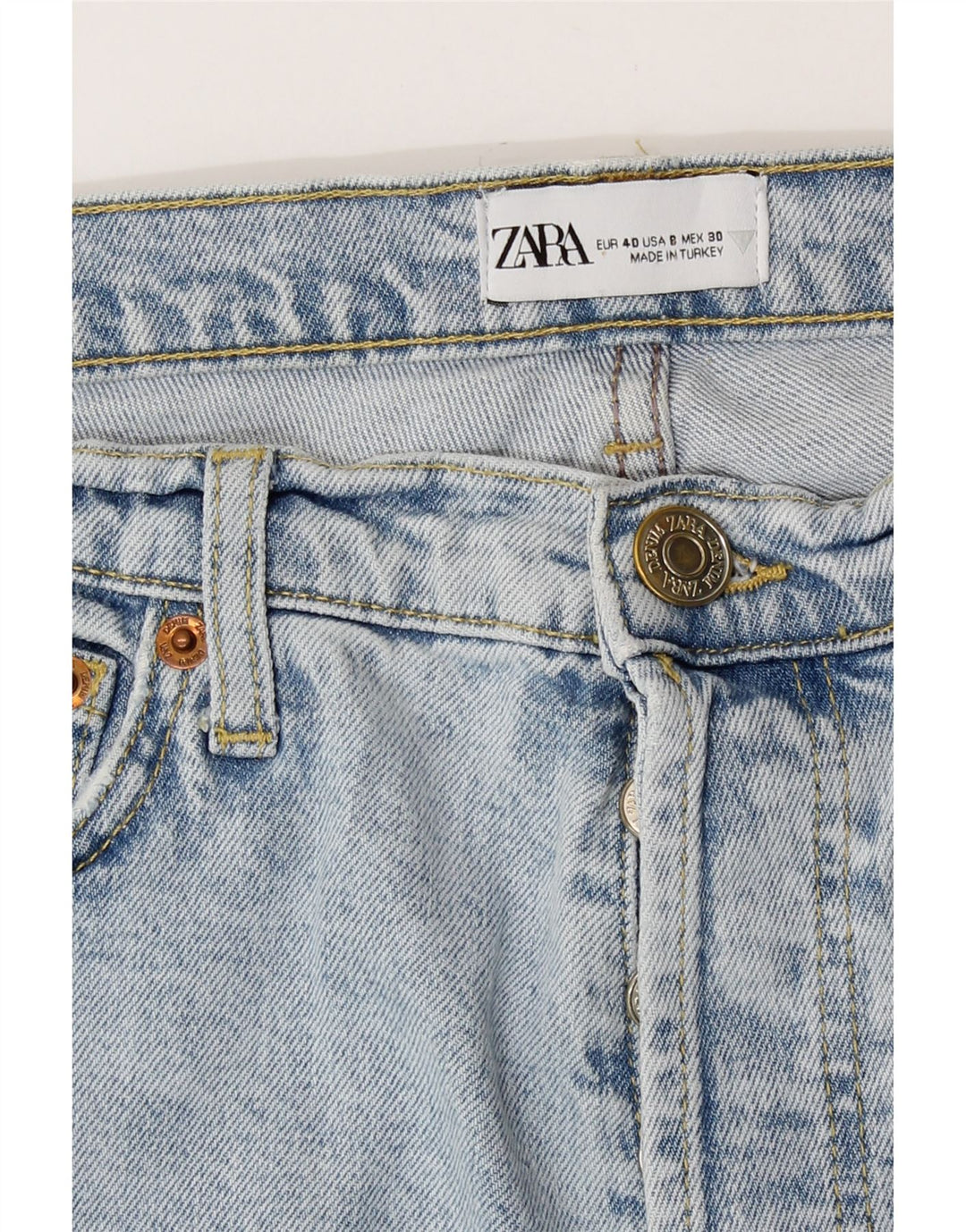 Zara Damen Straight Jeans EU 40 Medium W30 L26 Blau