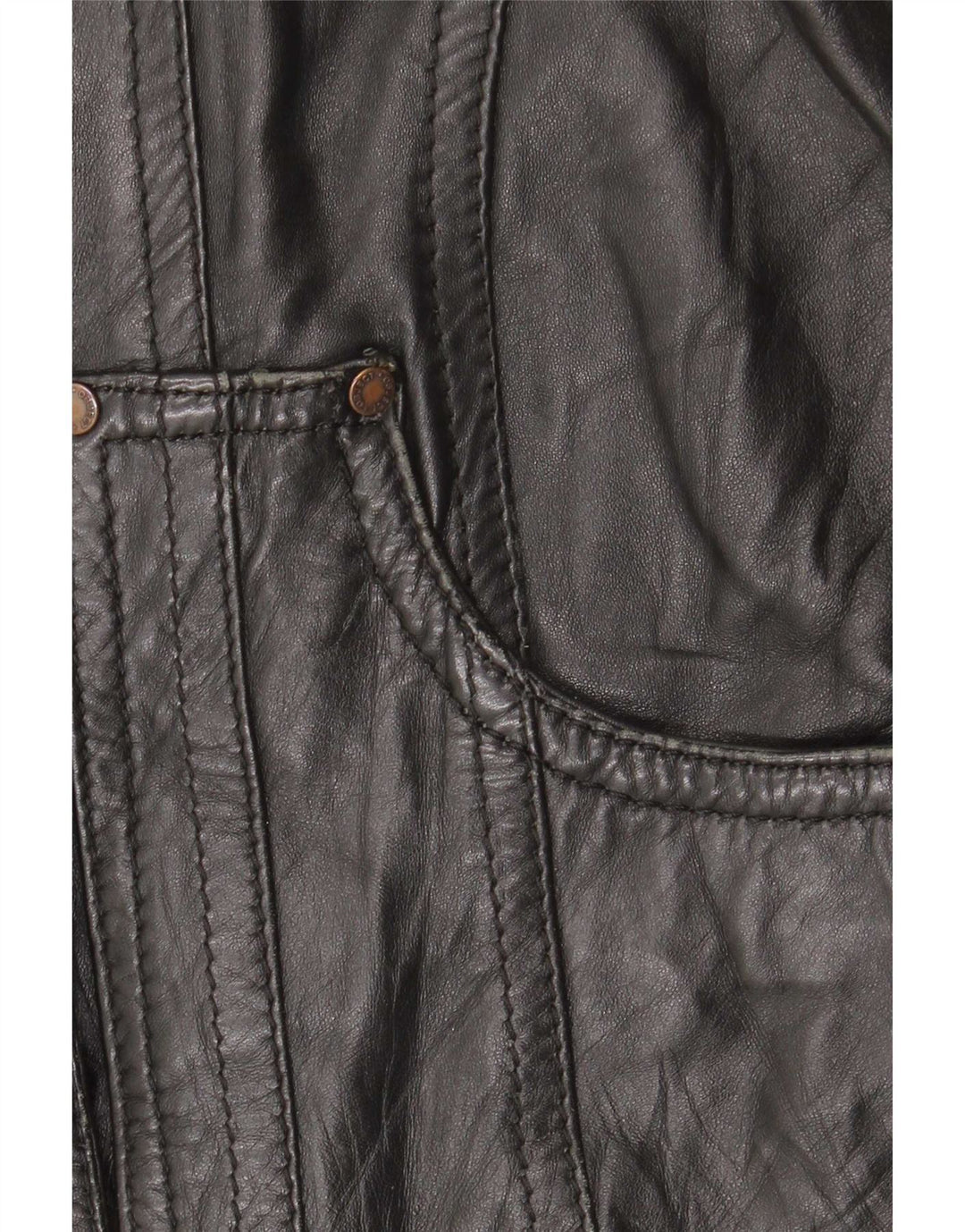 Object Damen Lederjacke UK 10 Small Schwarzes Leder