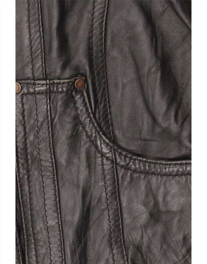 Object Damen Lederjacke UK 10 Small Schwarzes Leder