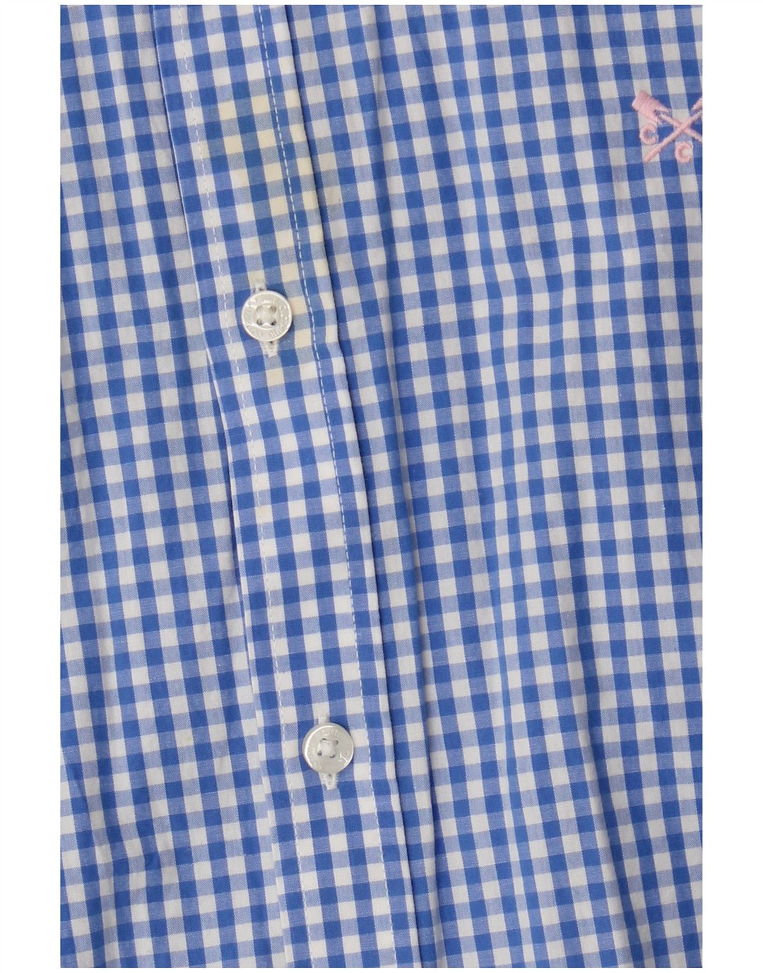Crew Clothing Herren-Hemd mit klassischer Passform, mittelblaue Gingham-Baumwolle