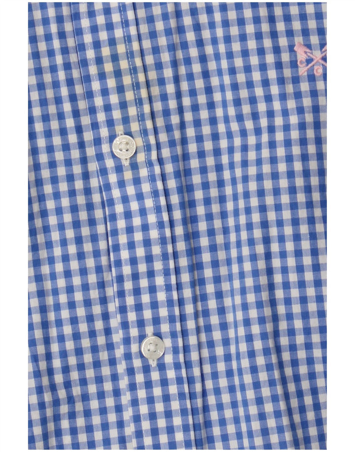 Crew Clothing Herren-Hemd mit klassischer Passform, mittelblaue Gingham-Baumwolle