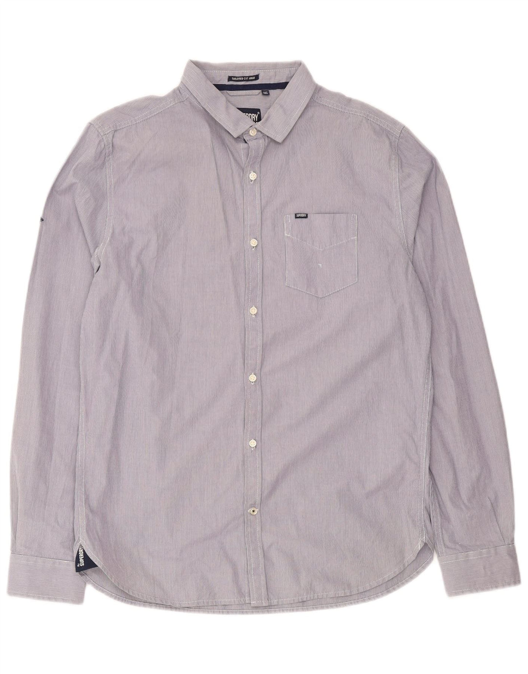 Superdry Herren-Hemd XL aus marineblauer Nadelstreifen-Baumwolle