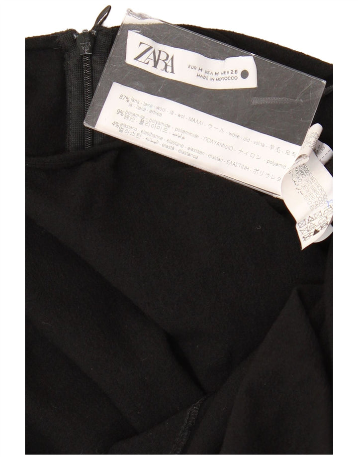 ZARA Damen Langarm-Maxikleid UK 12 Mittelschwarze Wolle