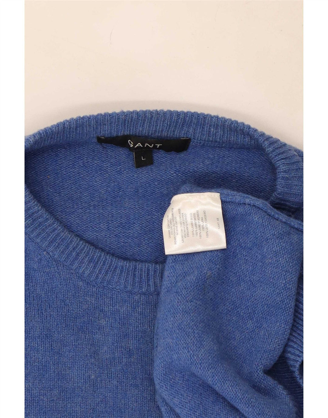 Gant Herren-Pullover mit Rundhalsausschnitt, große blaue Wolle